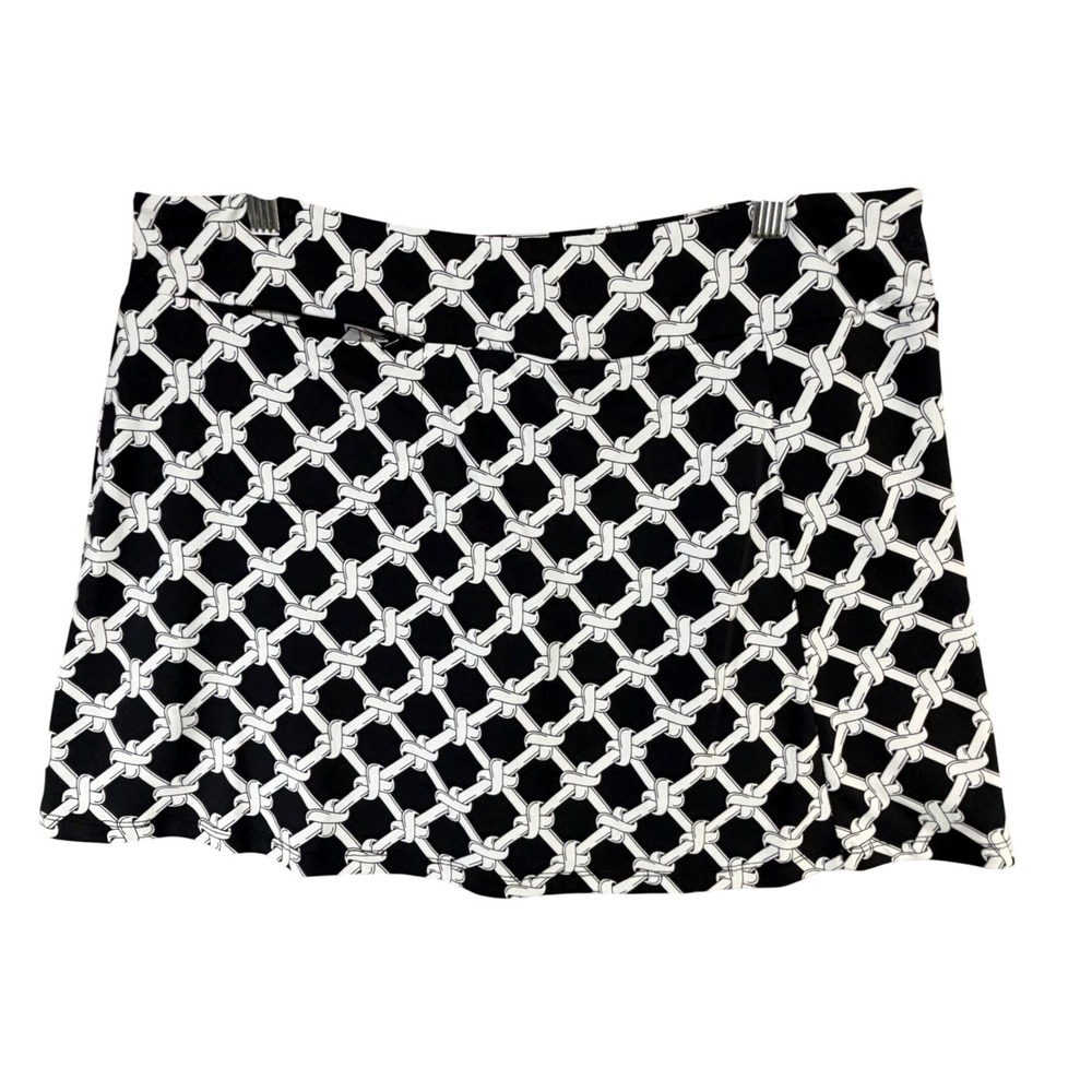 Lulu-B Faux Wrap Skort Black White Knot Rope Preppy Pickleball Golf Sporty Large